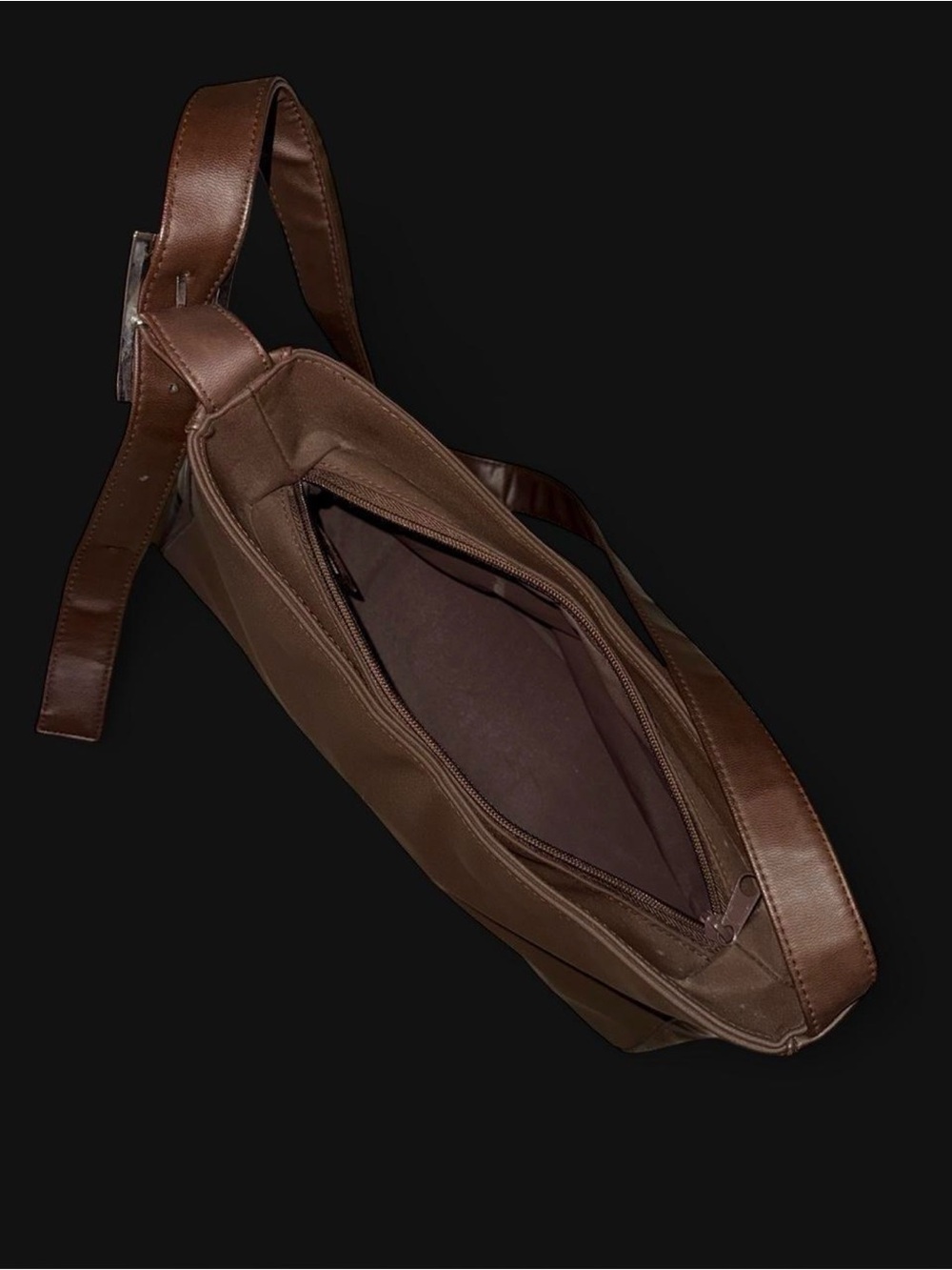 NWOT | Cerruti 1881 Vintage Y2K Brown Nylon Baguette Hobo Bag - Picture 6 of 7